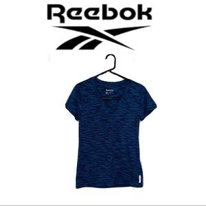 REEBOK XS BLUE & BLACK EXERCISE TOP/SHIRT